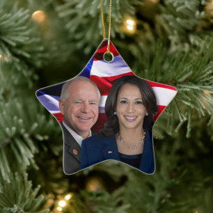 Ornamento De Cerâmica Harris Waltz Foto 2024 - Kamala Harris Tim Waltz