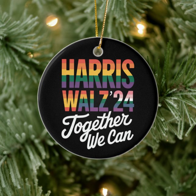 Ornamento De Cerâmica Harris Walz 2024 Juntos Podemos Eleger LGBTQIA (Árvore)