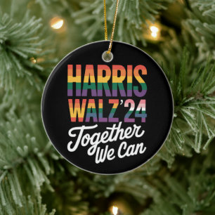 Ornamento De Cerâmica Harris Walz 2024 Juntos Podemos Eleição LGBTQIA