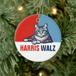 Ornamento De Cerâmica Harris Walz 2024 Obviamente Blue Cat