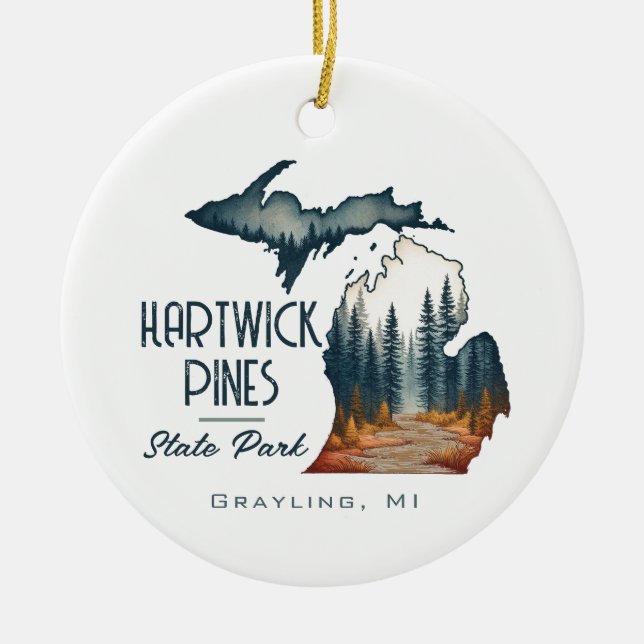 Ornamento De Cerâmica Hartwick Pines State Park Souvenir Gift (Frente)