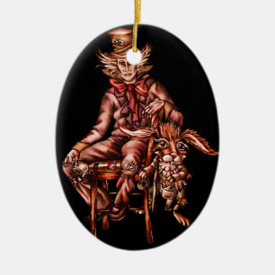 Ornamento De Cerâmica Hatter louco com o desenho da lebre de março