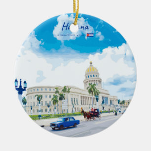 Ornamento De Cerâmica Havana, Cuba - Alma Clássica Vintage