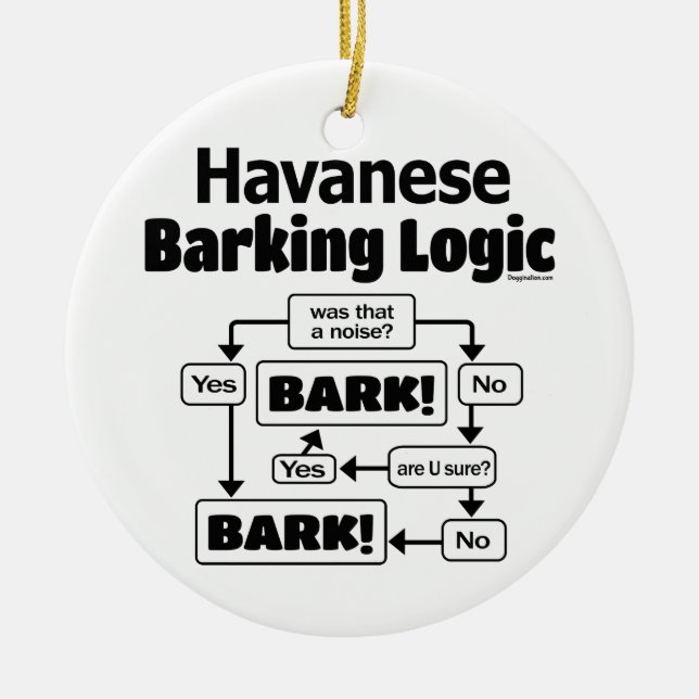 Ornamento De Cerâmica Havanês Barking Logic (Frente)