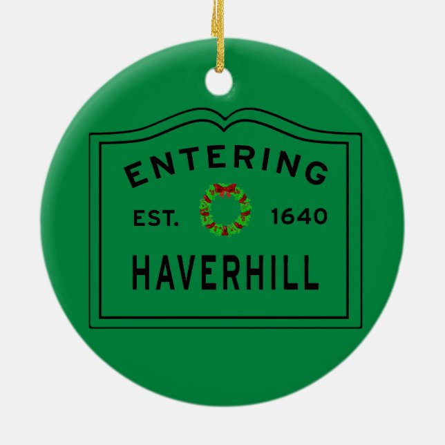 Ornamento De Cerâmica Haverhill, MÃE Holiday Wreath Cerâmica Ornament (Traseira)