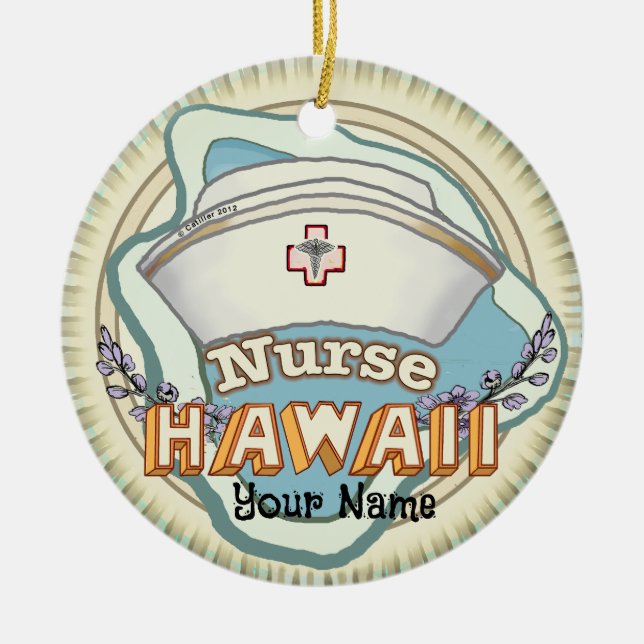 Ornamento De Cerâmica Hawaii Nurse (Frente)