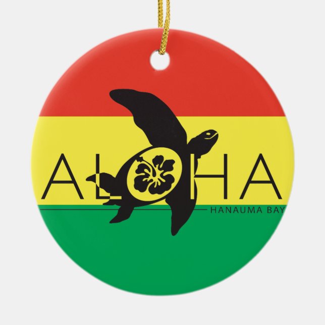 Ornamento De Cerâmica Hawaii Reggae Turtle (Frente)