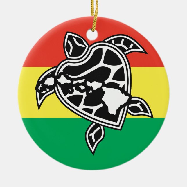 Ornamento De Cerâmica Hawaii Reggae Turtle (Frente)