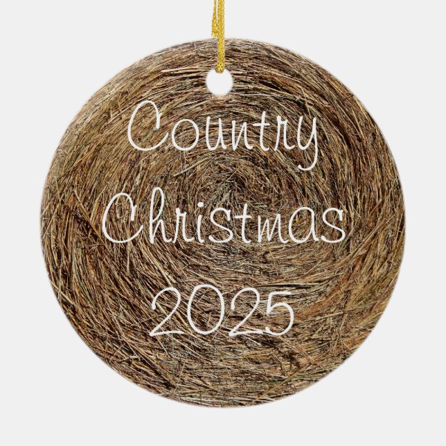 Ornamento De Cerâmica Hay Bale Ornament (Traseira)