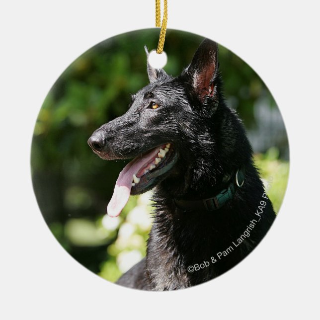 Ornamento De Cerâmica Headshot 2 do german shepherd (Frente)