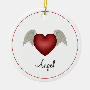 Ornamento De Cerâmica Heart Angel Wings