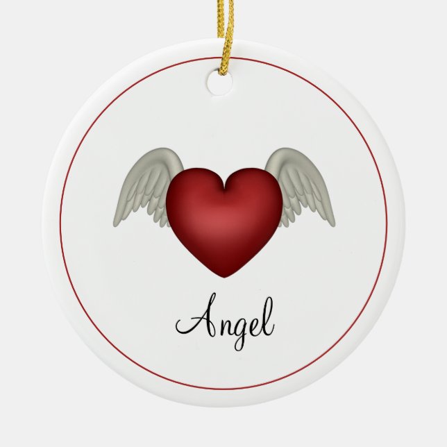 Ornamento De Cerâmica Heart Angel Wings (Frente)