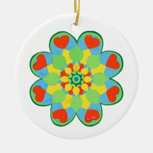 Ornamento De Cerâmica Heart Mandala