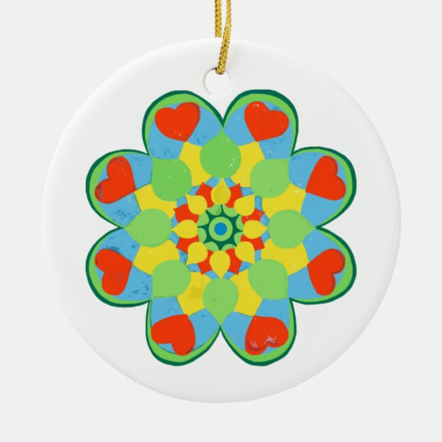 Ornamento De Cerâmica Heart Mandala (Frente)