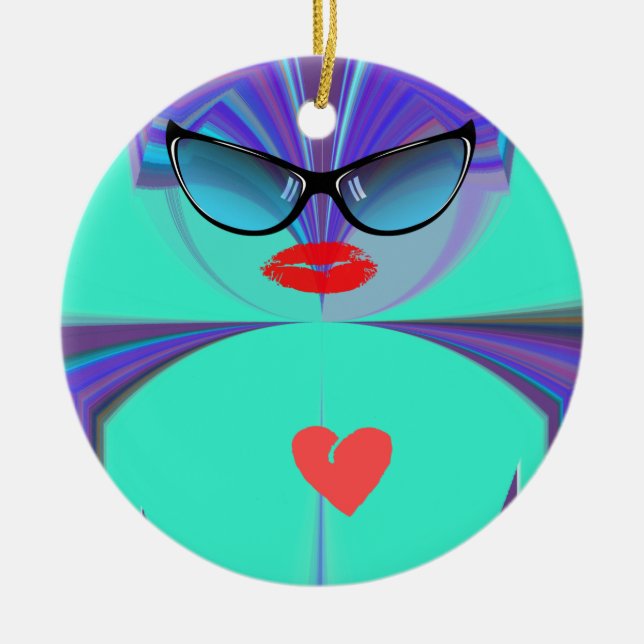 Ornamento De Cerâmica Heart Selfie (Frente)