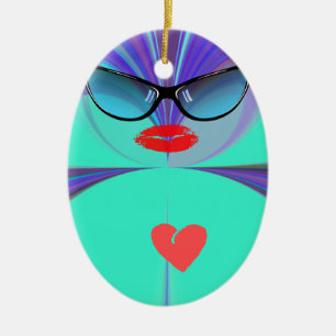 Ornamento De Cerâmica Heart Selfie