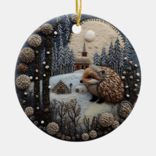 Ornamento De Cerâmica Hedgehog 3D - Natal Animal
