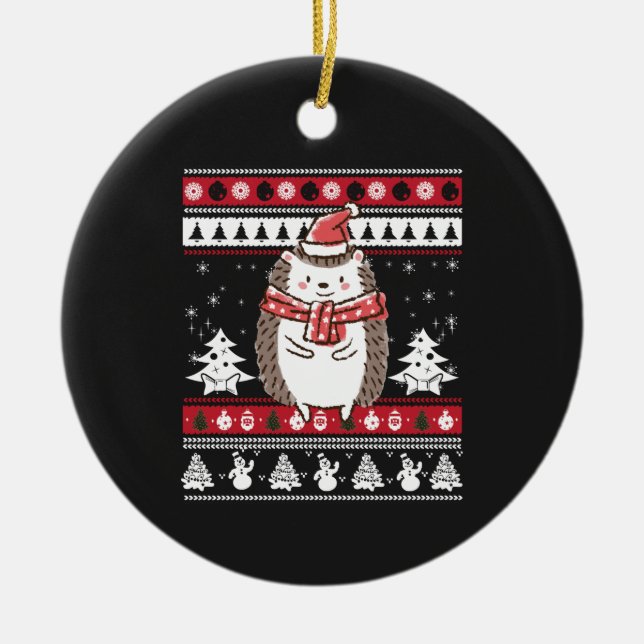 Ornamento De Cerâmica Hedgehog Christmas (Frente)