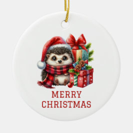 Ornamento De Cerâmica Hedgehog Christmas