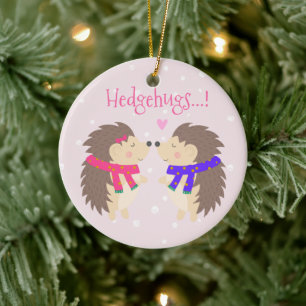 Ornamento De Cerâmica Hedgehugs! Feliz Natal de Hedgehog