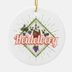 Ornamento De Cerâmica Heidelberg am Neckar Alemanha Retro Wine Vintage