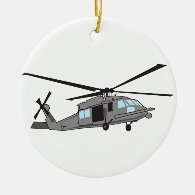 Ornamento De Cerâmica Helicóptero Black Hawk (Frente)