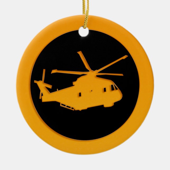 Ornamento De Cerâmica Helicóptero Dourado (Frente)