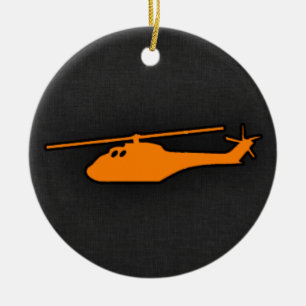 Ornamento De Cerâmica Helicóptero Laranja