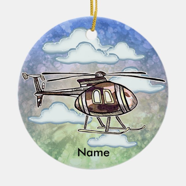 Ornamento De Cerâmica Helicóptero Rápido (Frente)