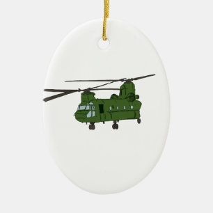 Ornamento De Cerâmica Helicóptero verde das forças armadas de CH-47