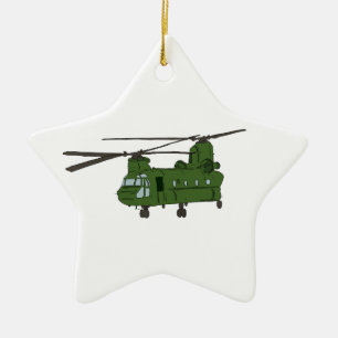 Ornamento De Cerâmica Helicóptero verde das forças armadas de CH-47