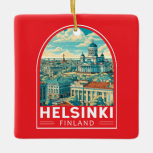 Ornamento De Cerâmica Helsinki Finlândia Viagem Arte Emblema
