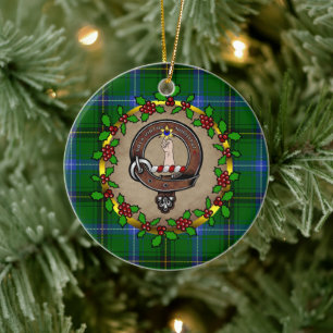 Ornamento De Cerâmica Henderson Clan Crachá & Tartan Personalizado Xmas
