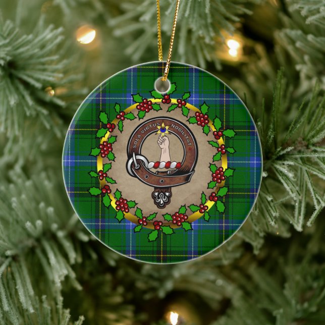 Ornamento De Cerâmica Henderson Clan Crachá & Tartan Personalizado Xmas (Árvore)