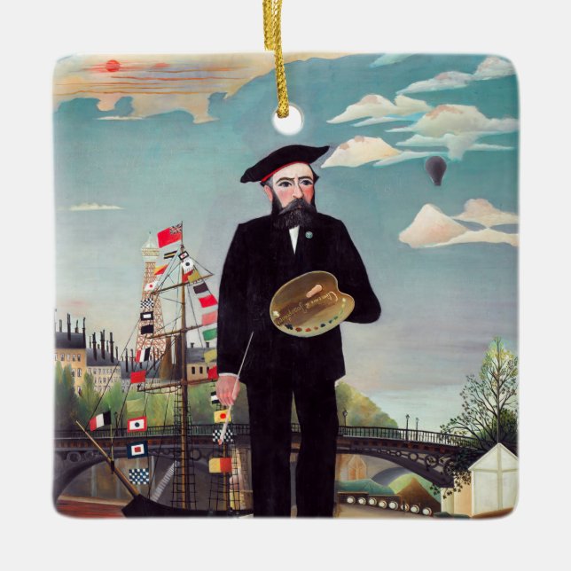 Ornamento De Cerâmica Henri Rousseau - Eu Próprio Retrato-Paisagem (Frente)