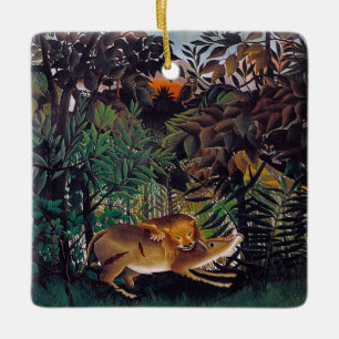 Ornamento De Cerâmica Henri Rousseau - O Leão Faminto