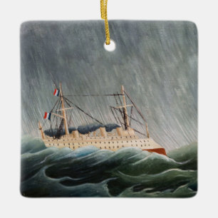 Ornamento De Cerâmica Henri Rousseau - O Navio na Tempestade