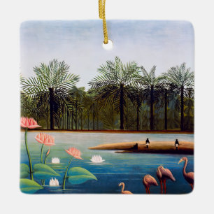 Ornamento De Cerâmica Henri Rousseau - Os Flamingos