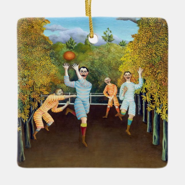 Ornamento De Cerâmica Henri Rousseau - Os Jogadores De Futebol (Frente)