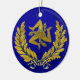 Ornamento De Cerâmica Herança siciliano de Trinacria no ouro no azul (Lateral)