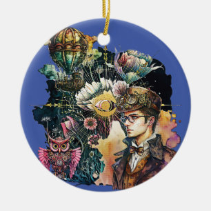 Ornamento De Cerâmica Herói Steampunk - Uma Colagem