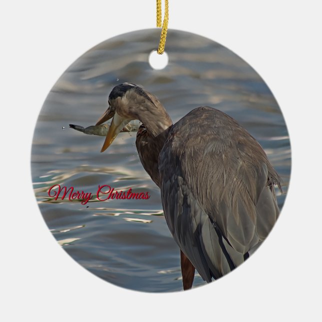 Ornamento De Cerâmica Heron Fisheries Costeira Feliz Natal (Frente)