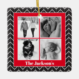 Ornamento De Cerâmica Herringbone Foto Colagem Moderna de Natal Cerâmica