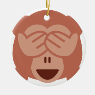 Ornamento De Cerâmica Hide and seek Emoji Monkey