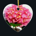 Ornamento De Cerâmica Hídranga cor-de-rosa Elegante<br><div class="desc">Hidrangea rosa romântica elegante - foto de H Cooper</div>