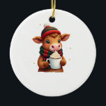 Ornamento De Cerâmica Highland Cow Brushstroke Christmas T-Shirt (4)<br><div class="desc">Highland Cow Brushstroke Christmas T-Shirt (4)</div>