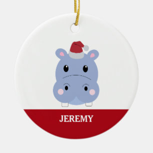 Ornamento De Cerâmica Hipopótamo Fofo Natal Papai Noel Crianças