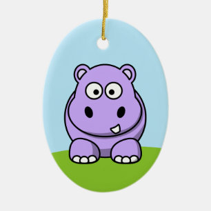 Ornamento De Cerâmica Hipopótamo Lavanda Fofo