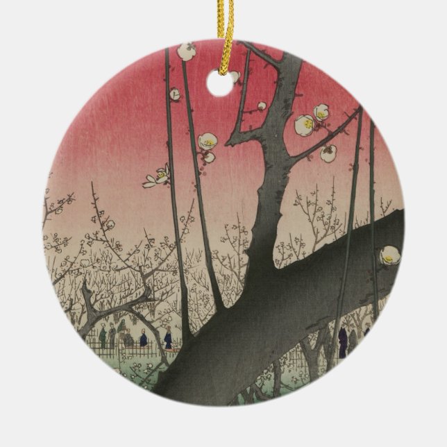 Ornamento De Cerâmica Hiroshige Plum Estate Kameido: Japonês Vintage (Frente)