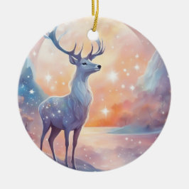 Ornamento De Cerâmica Hirsch mit Sternen wasserfarben pastell Gemälde